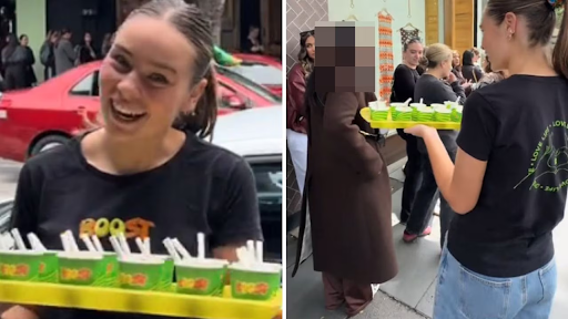 Boost Juice worker viral video Melbourne kindness debate TikTok trend Australian pop culture news Jaz Handmade pop-up customer reaction