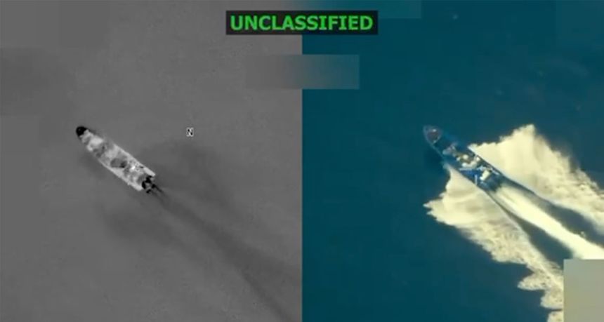 US military strike Caribbean President Trump orders naval attack narco-terrorist vessel explosion declassified footage US Navy operation