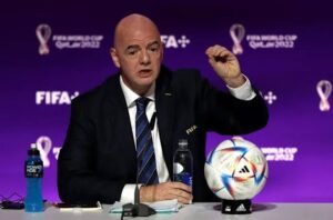 FIFA President Gianni Infantino speaking about the proposed FIFA World Cup 64-team expansion for 2030.